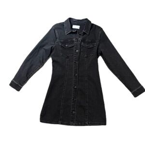 ASOS Black Denim Fitted Button-Up Dress